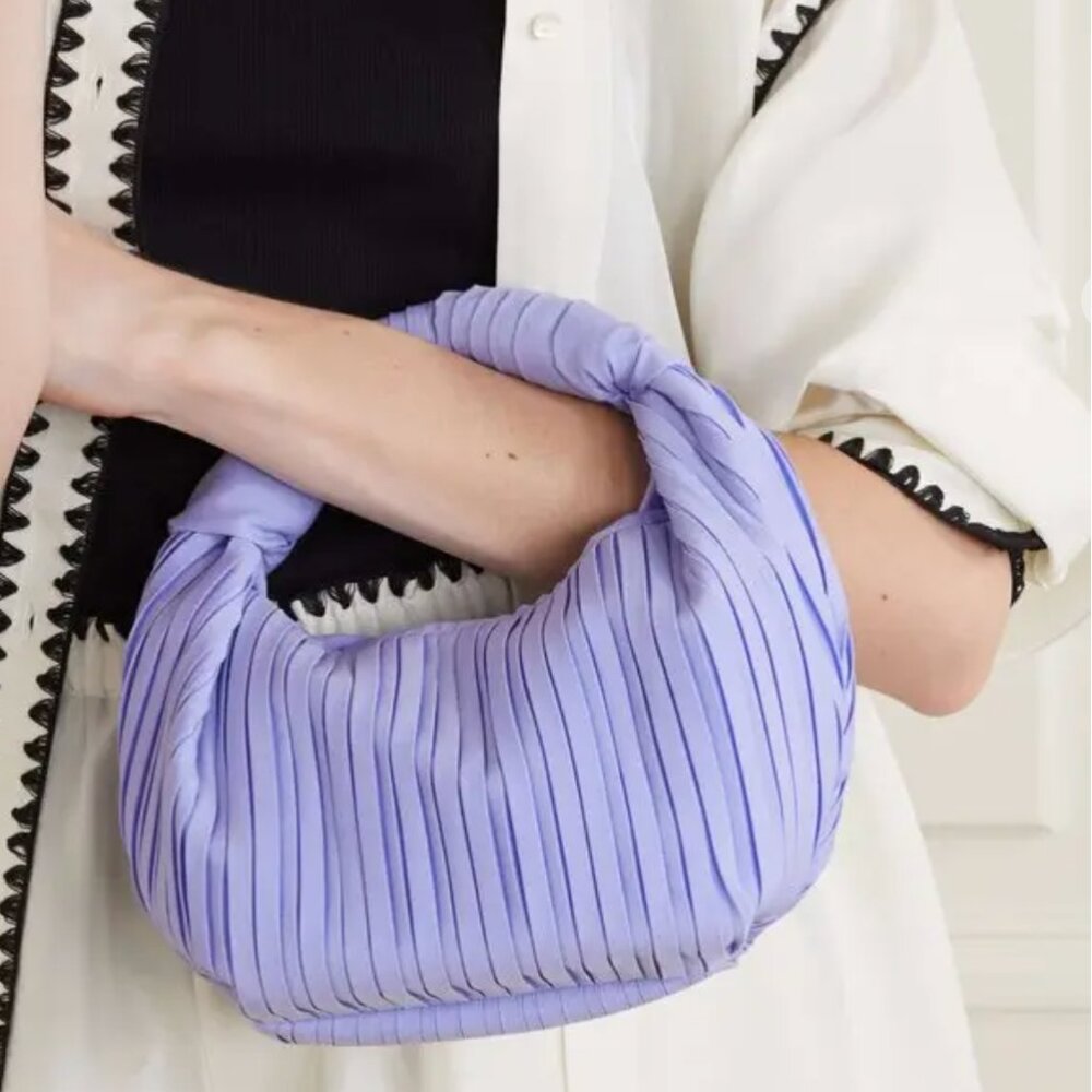 NEOUS  neptune mini knotted pleated crepe tot bag in lilac purple